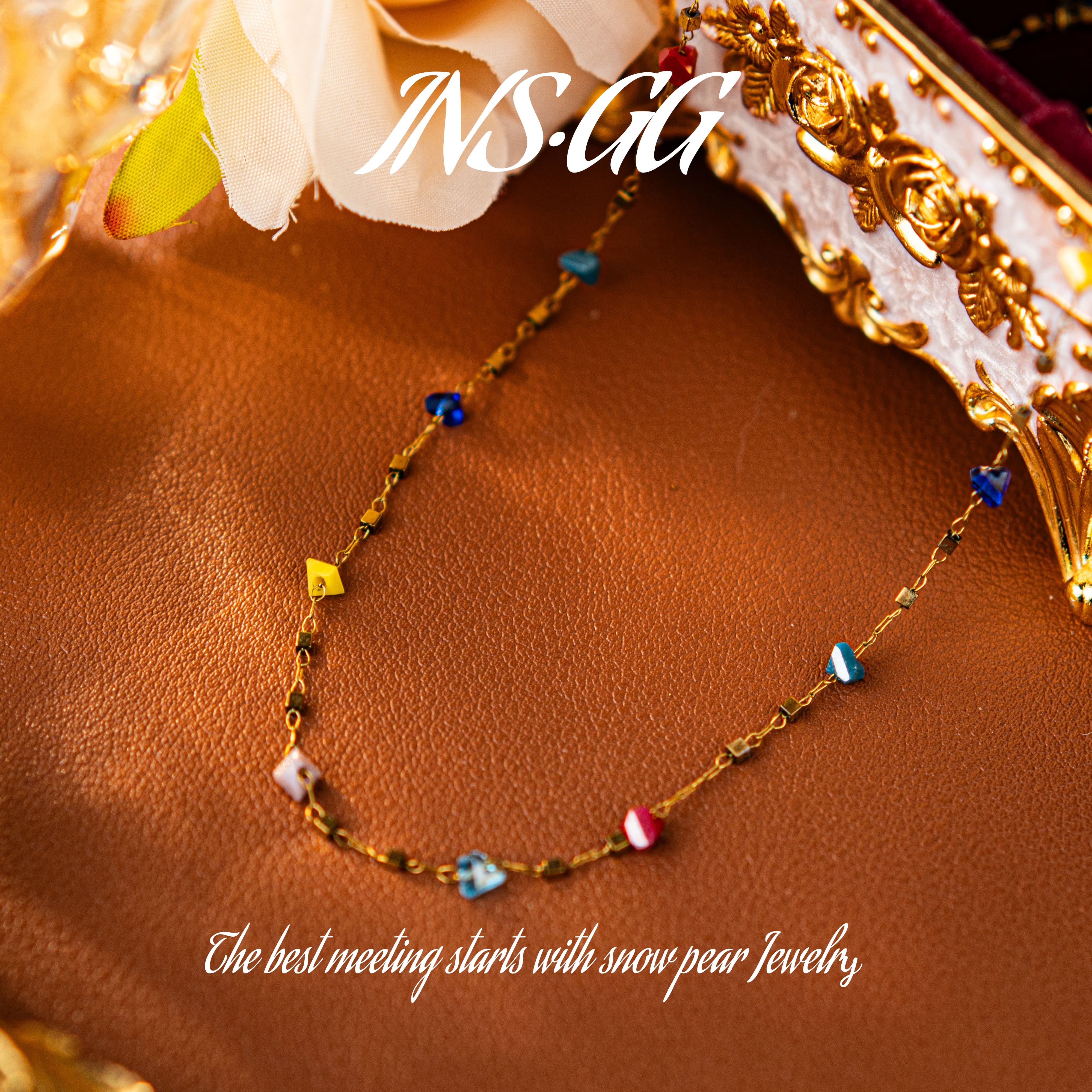 【INS · GG】新款钛钢仿水晶项链女款新款多巴胺小众颈链X652