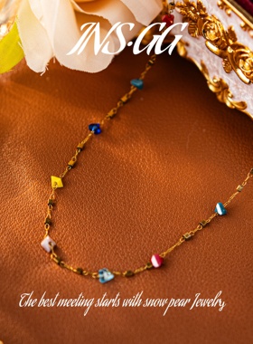 【INS · GG】新款钛钢仿水晶项链女款新款多巴胺小众颈链X652