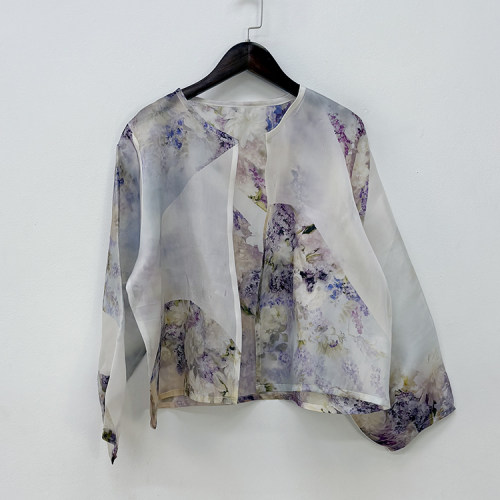 瑕疵处理真丝印花T恤上衣裤子