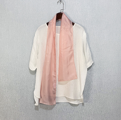 外贸真丝雪纺手工卷边长丝巾