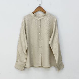 4色入 干枯玫瑰红太好看了 双重工艺 真丝冠乐绉花萝长袖衬衫女