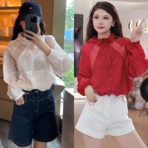 欧货时尚宽松连帽防晒衣女夏季小个子薄款户外运动休闲防晒服外套