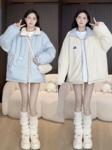 欧货时尚两面穿羽绒棉服女冬季百搭宽松小个子加厚保暖棉衣外套潮