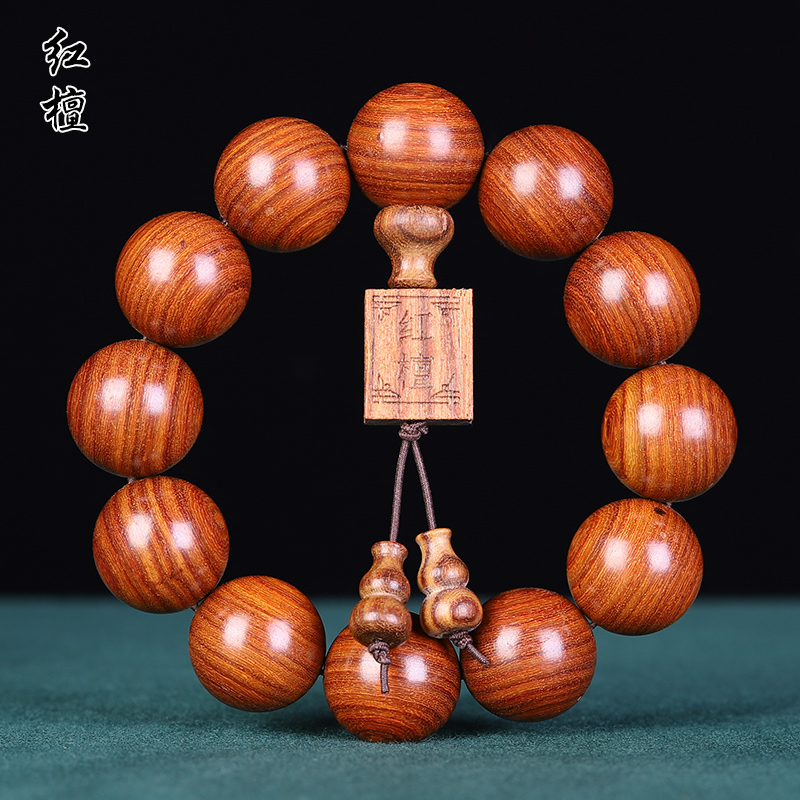 檀艺珠小叶红檀顺纹精工佛珠手串