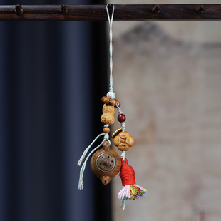 绿檀木小茶壶把把胡手把件钥匙扣手机链打麻将好事发生包包吊坠