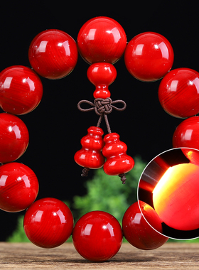 琥珀木手串男款全透光松明子固化包浆满油血龙木佛珠女士手链文玩