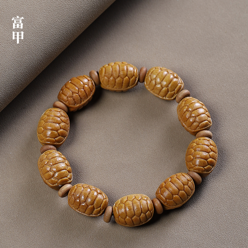 檀香木双面雕刻富甲佛珠手串