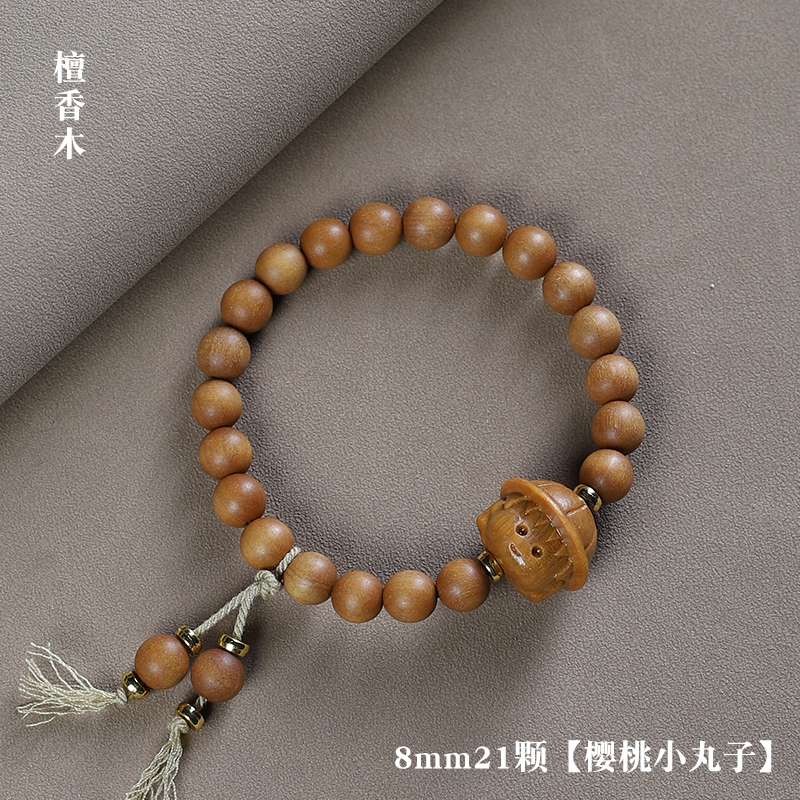 檀木民族风樱桃小丸子佛珠手串