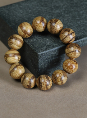 鸿意原创设计印尼沉香木手串男女款单圈佛珠念珠文玩手链配饰品