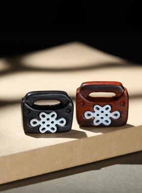 紫檀木镶嵌鱼骨贝壳diy吊坠配件