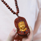 紫檀木雕刻观音菩萨牌吊坠挂件沉贵宝实木项链108念珠文玩饰品男