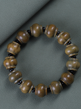 男女绿檀木个性佛珠手串文玩单圈