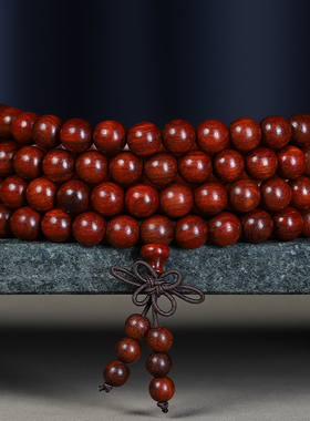 鸿意赞比亚小叶紫檀高密佛珠手串