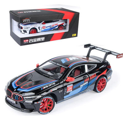 新款 建元1/24*马M8 GTE赛道版合金汽车模型拉花赛车声光玩具盒装