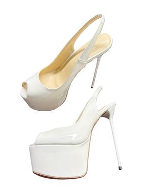 个性时装高跟鞋高水台白色漆皮单鞋女women pumps heel时装凉鞋
