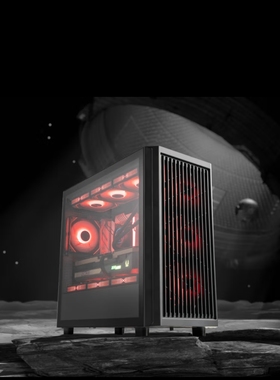爱国者御风W80 黑色 电脑主机箱 M-ATX台式机网孔散热面板