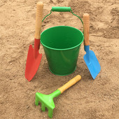 宝宝户外赶海玩沙戏水挖土园艺工具 儿童沙滩玩具铁桶铁铲挖沙套装