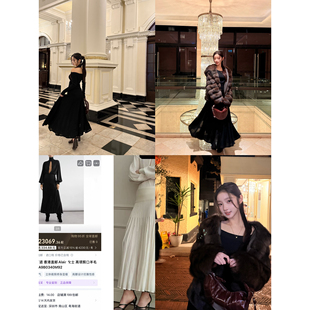 定制 连体衣上衣黑 针织减龄显白露肩大小姐长袖 alai 林悠