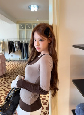 林悠鬼马少女感套装慵懒风贵气减龄显白莱赛尔长袖上衣拼接连衣裙