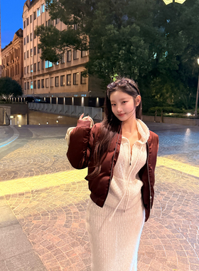 林悠 定制【日本VÉ 超显白酒洋气光泽感红棕色yb7k+拉链短外套】