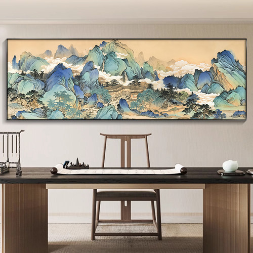 千里江山图挂画新中式客厅装饰画