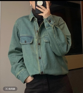 宽松休闲长袖 日系百搭水洗复古牛仔衬衫 新品 2025春季