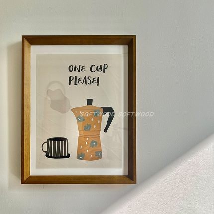 「softwood」one cup please 咖啡角美式挂画摩卡壶 室内木框装饰