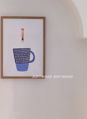 「softwood」dive to coffee 跳进咖啡杯 咖啡装饰画 木框 咖啡角