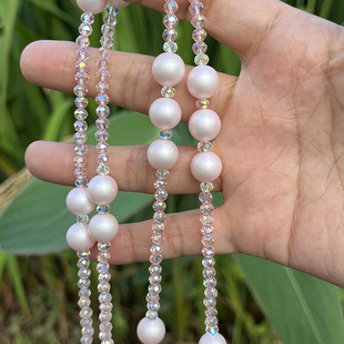 原創(chuàng)手機(jī)鏈條斜挎鏈高級奢華珍珍水晶長款 手機(jī)ccd相機(jī)斜挎背帶鏈
