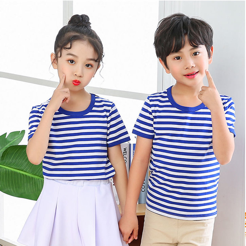 t恤蓝白条纹幼儿园水手服海魂衫