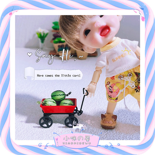 DOLLHOUSE 微缩小拉车玩具模型 娃娃屋配件 迷你花园装土车 L186