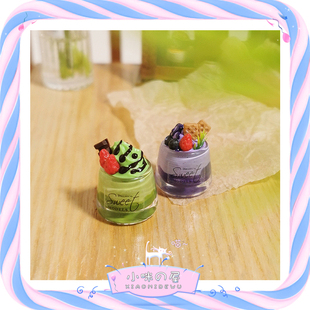 娃屋配件网红夏日迷你水果草莓蓝莓芒果饮品杯甜点微缩玩具I341