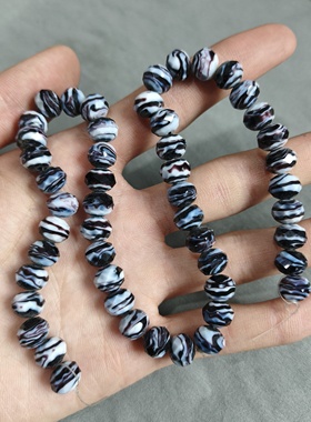 s65 10mm黑白奶油琉璃珠一条