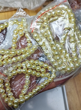 9251卡8无磨损淡黄色玻璃仿珍珠2包4条