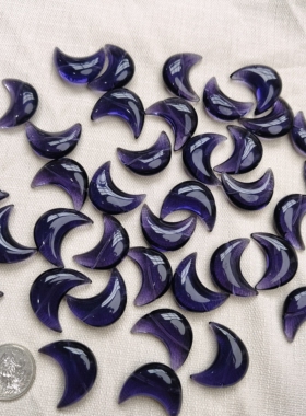 9215 30mm竖孔紫色玻璃月亮半斤约38颗