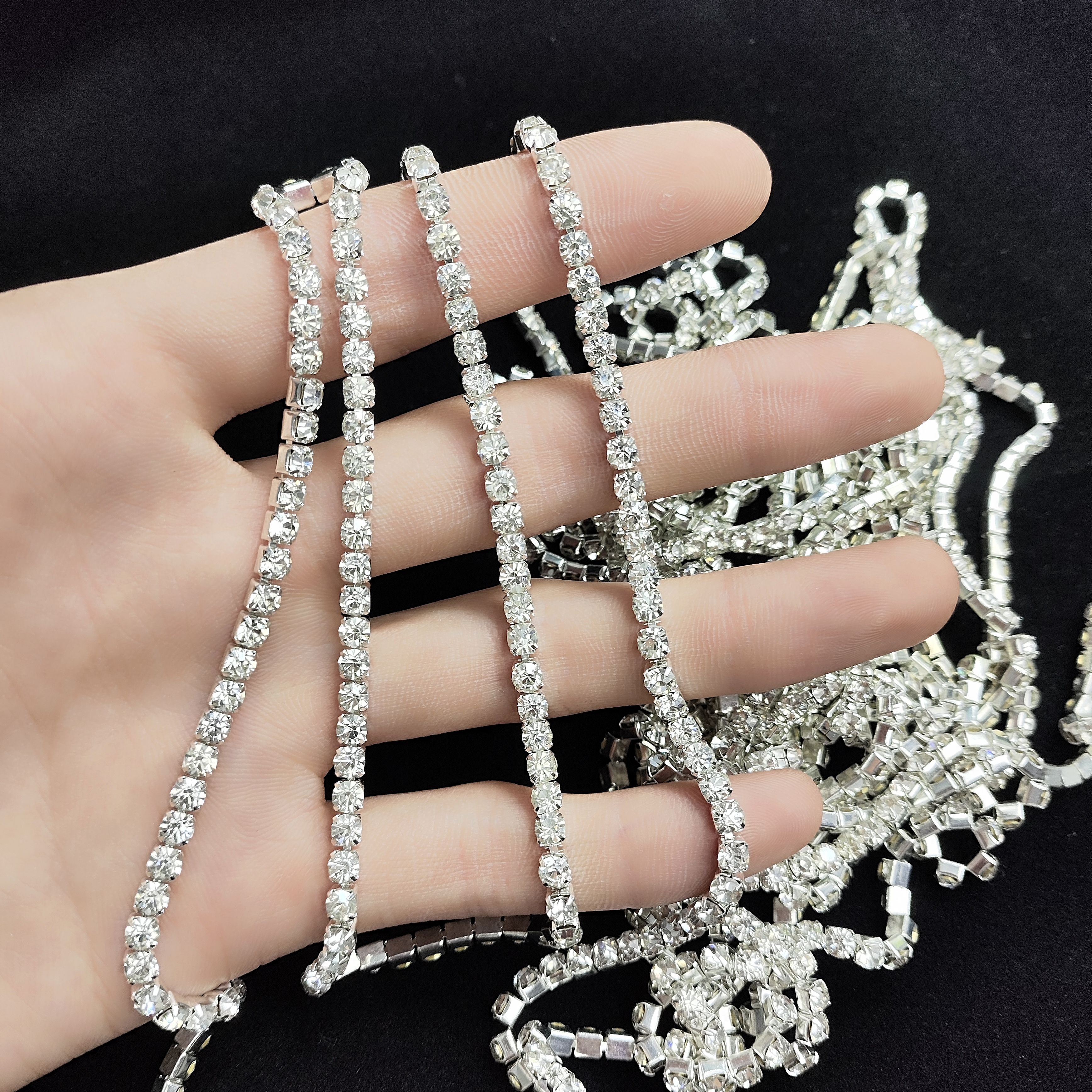 9236卡4玻璃透明白钻 铜钻链3.7米