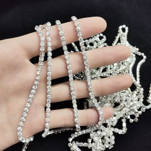 9236卡4玻璃透明白钻 铜钻链3.7米