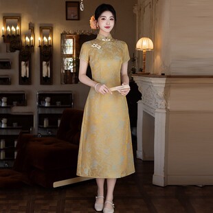 灰黄色日常奥黛旗袍旗开得胜走向辉煌妈妈穿的中考送考服2026年新