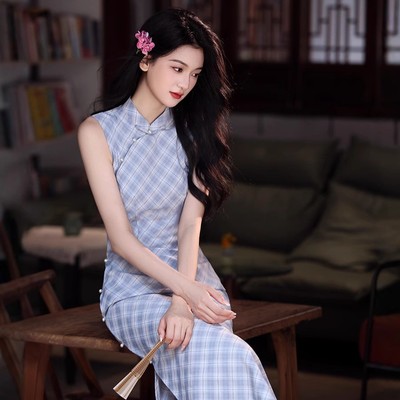 苏州古法旗袍夏季无袖年轻款复古民国风日常古法一片式全开襟