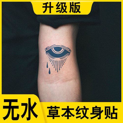 无水草本纹身贴荷鲁斯之眼手臂防水持久果汁刺青免水纹身贴纸定制