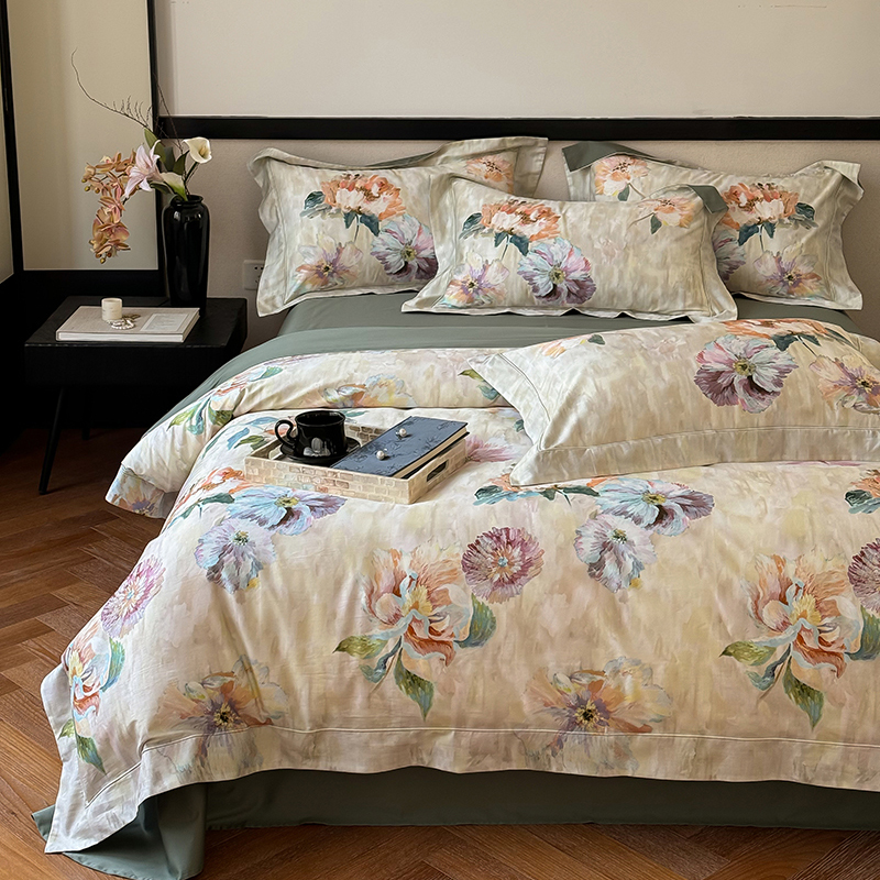 康顿庄园的夜｜轻奢美式100支匹马棉数码印花磨毛四件套纯棉床品