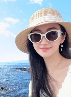 景甜同款纯白框太阳眼镜女时尚街拍夏日海边度假防紫外线偏光墨镜