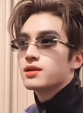 张康乐同款无框墨镜男商务痞帅港风时尚遮阳太阳眼镜女米兰时装周