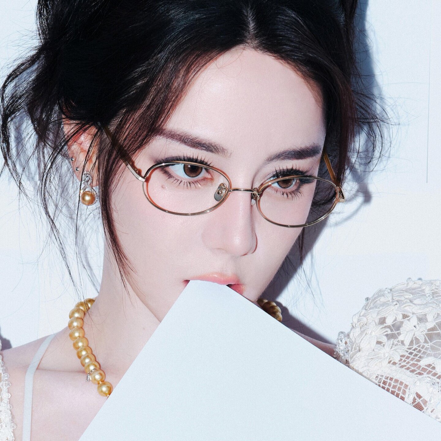 迪丽热巴同款金丝边金属眼镜框女眼镜架