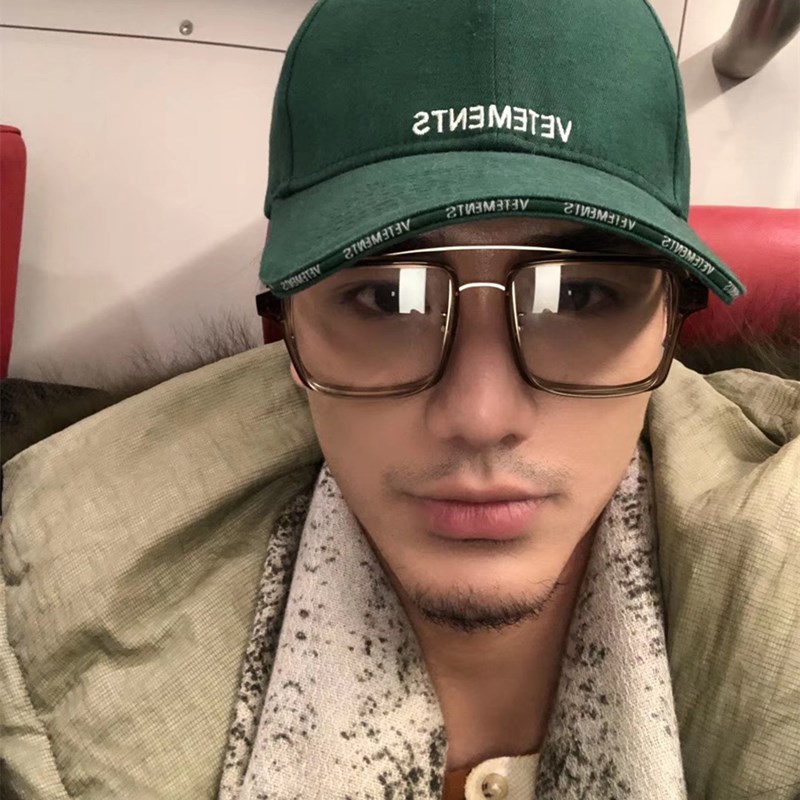 配近视度数眼镜框帅男大宽方形倾斜黑框个性凹造型素颜文艺框架女