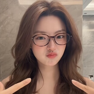 徐若晗同款玳瑁色椭圆框书呆子眼镜女超轻TR90素颜显瘦近视眼睛架