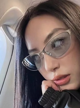 骑行太阳眼镜欧美风Y2K辣妹金属蓝色百搭墨镜女高级感凹造显个性