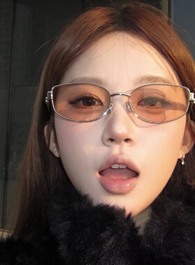 复古橘色金属Y2K高级感猫眼墨镜时髦防紫外线太阳眼镜凹造型男女