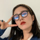 复古黑色圆框素颜镜架女网红同款 百搭防蓝光近视眼镜 小脸小框个性