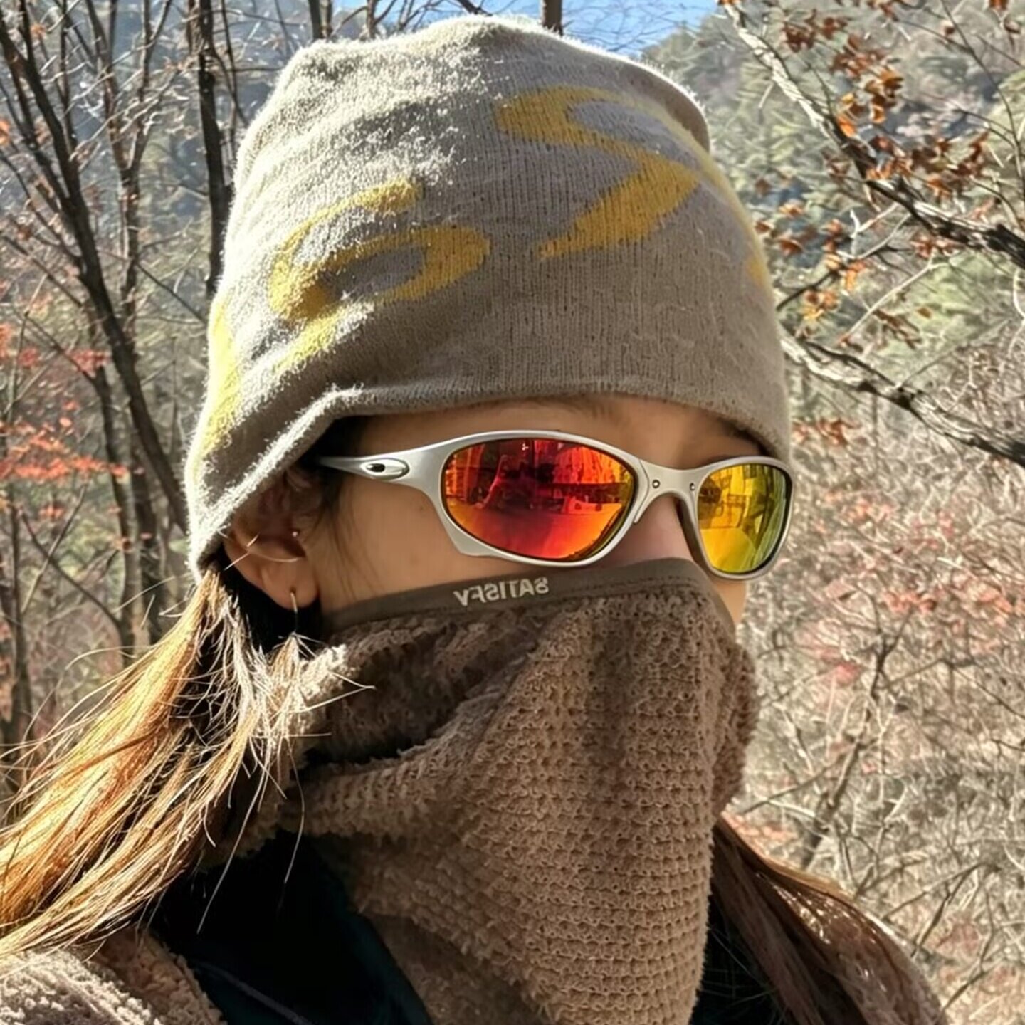 未来感金属镀膜登山墨镜椭圆机械凹造型运动太阳眼镜近视骑行眼镜